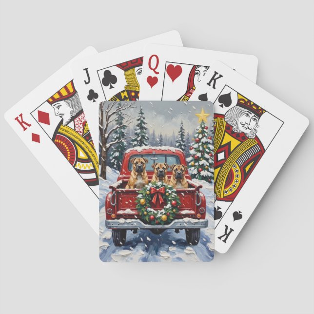 Shar Pei Christmas Red Truck Holiday Spielkarten (Rückseite)