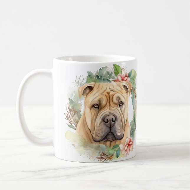 Shar Pei Christmas Wreath Festivals Kaffeetasse (Links)