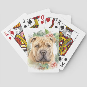 Shar Pei Christmas Wreath Festivals Spielkarten
