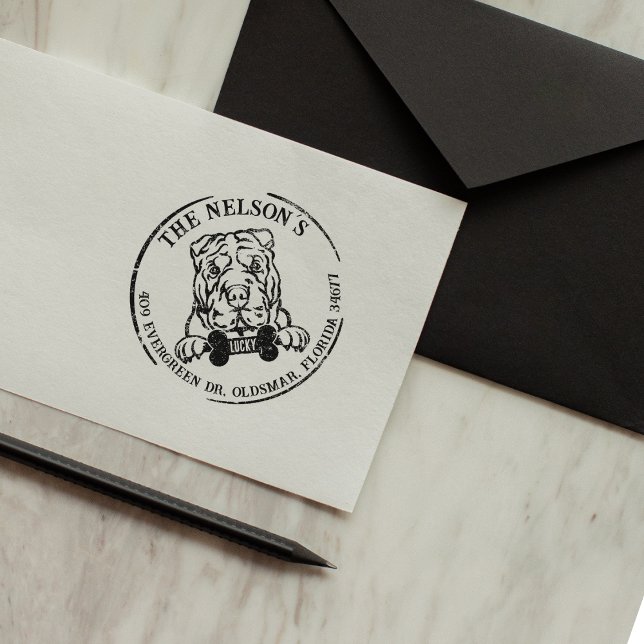 Shar Pei Custom Family Rücksendeadresse Gummistempel (Von Creator hochgeladen)