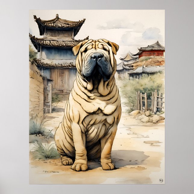 Shar Pei - Dog Art Print Poster (Vorne)