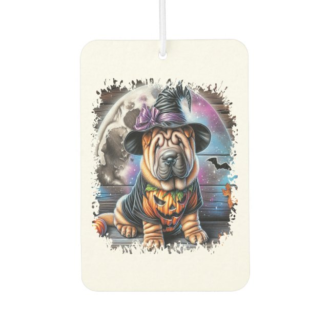 Shar Pei Dog Halloween Square Autolufterfrischer (Vorderseite)