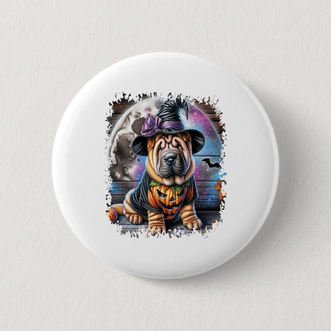Shar Pei Dog Halloween Square Button (Vorderseite)