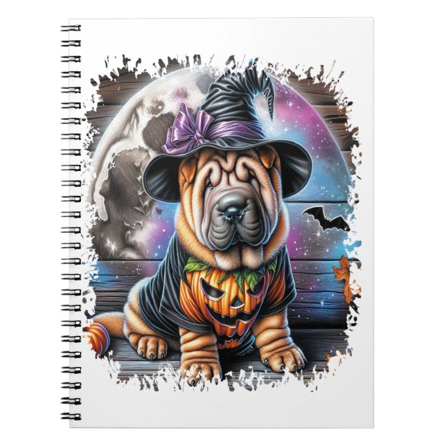 Shar Pei Dog Halloween Square Notizblock (Vorderseite)