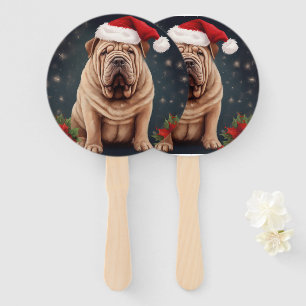 Shar Pei Dog in Schnee Weihnachten Fächer