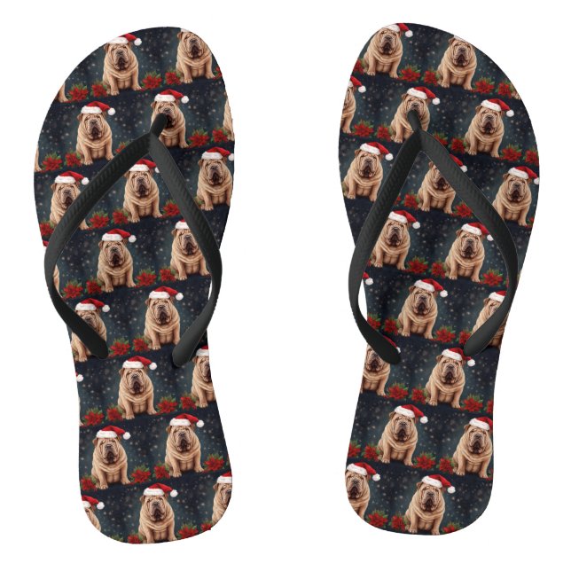 Shar Pei Dog in Schnee Weihnachten Flip Flops (Fußbett)