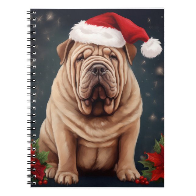 Shar Pei Dog in Schnee Weihnachten Notizblock (Vorderseite)