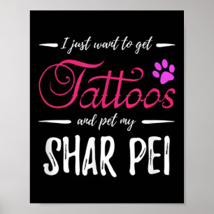 Shar Pei Dog Lover Tattoo Funny Dog Mama Geschenk Poster
