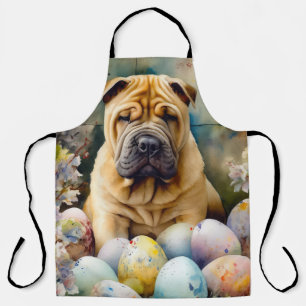 Shar Pei Dog mit Ostereier Urlaub Schürze