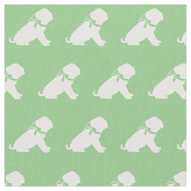 Shar Pei Dog Silhouette Pet Sage Green Stoff (Nahaufnahme)