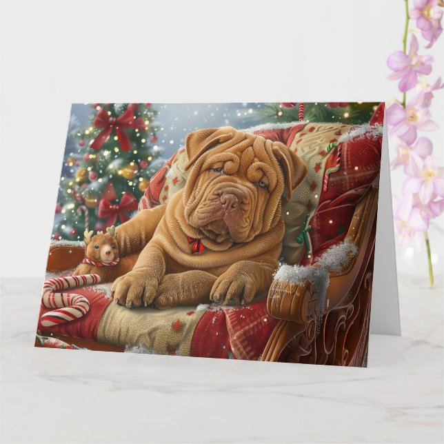 Shar Pei Dog Weihnachtsfest Karte (Orchidee)
