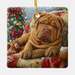 Shar Pei Dog Weihnachtsfest Keramikornament