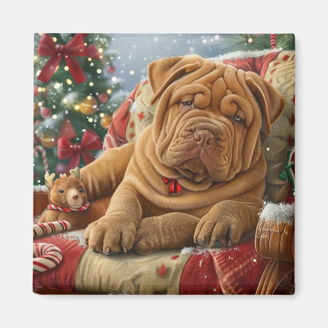 Shar Pei Dog Weihnachtsfest Magnet (Vorne)