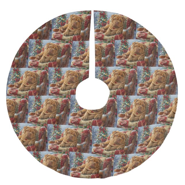 Shar Pei Dog Weihnachtsfest Polyester Weihnachtsbaumdecke (Vorderseite)