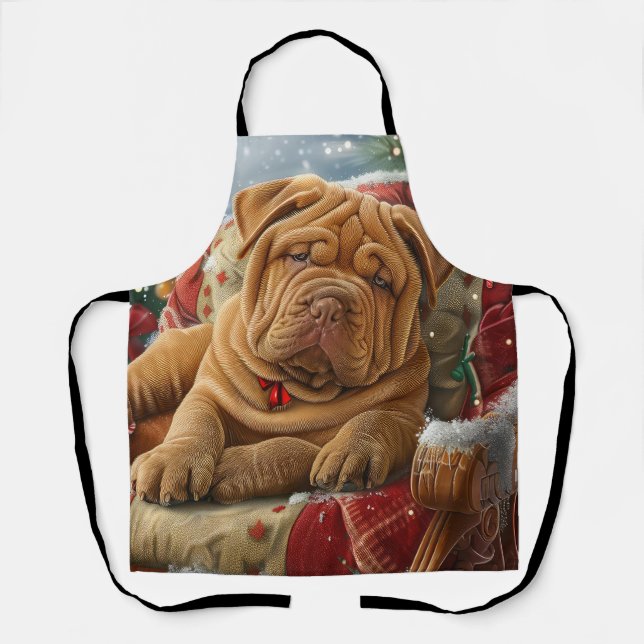 Shar Pei Dog Weihnachtsfest Schürze (Vorderseite)