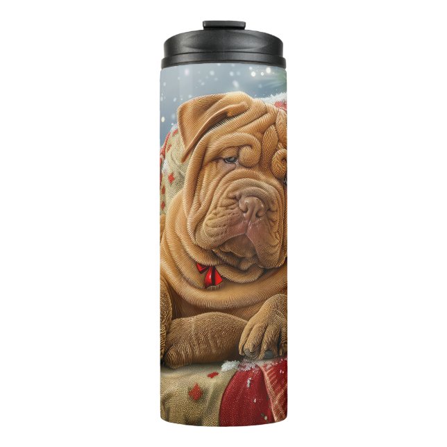 Shar Pei Dog Weihnachtsfest Thermosbecher (Vorderseite)