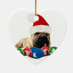 Shar Pei en ornement de coeur de casquette de Père