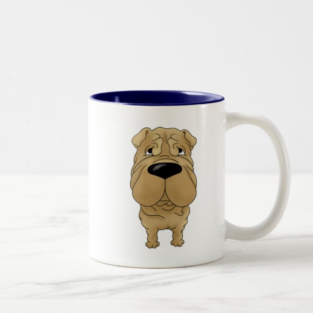 Shar-Pei - große Nase und Hintern Zweifarbige Tasse (Rechts)