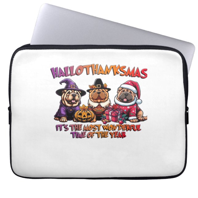 Shar Pei Halloween Erntedank Weihnachtsklassiker Laptopschutzhülle (Vorderseite)