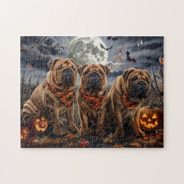 Shar Pei Halloween Spooky (Horizontal)