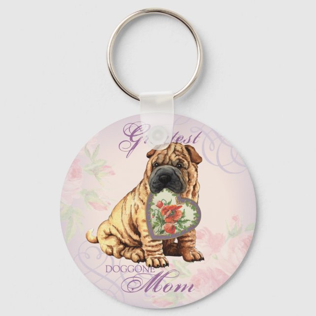 Shar-Pei Heart Mama Schlüsselanhänger (Vorderseite)