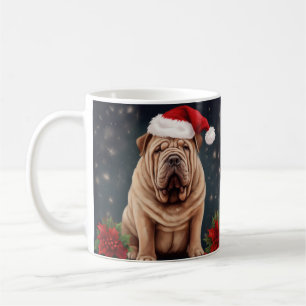 Shar-Pei-Hund im Schnee Weihnachten Kaffeetasse