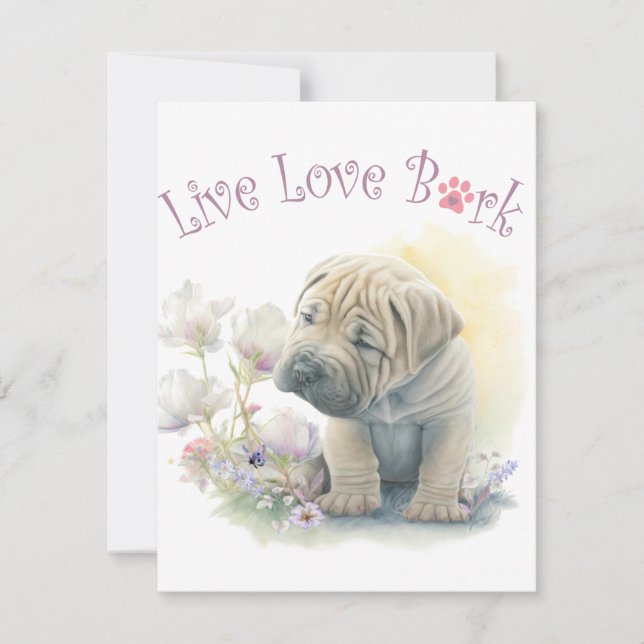 Shar-pei Hund Mama Floral Mitteilungskarte (Vorderseite)