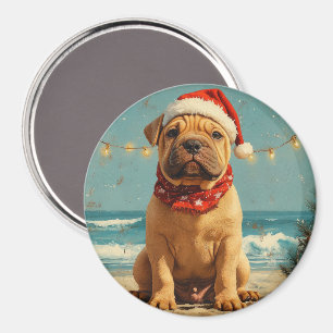 Shar Pei Hund Weihnachten Vintage Strand Magnet