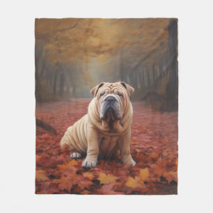 Shar Pei im Herbst Leaves Fall Inspiriert Fleecedecke