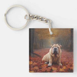 Shar Pei im Herbst Leaves Fall Inspiriert Schlüsselanhänger