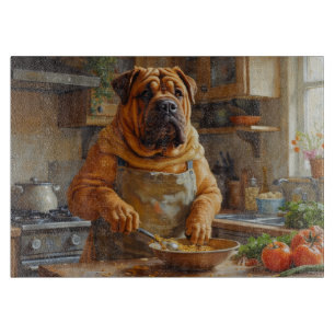 Shar-Pei Kochen in der Küche Schneidebrett