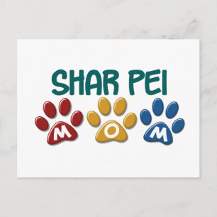 SHAR PEI Mama Paw Print 1 Postkarte