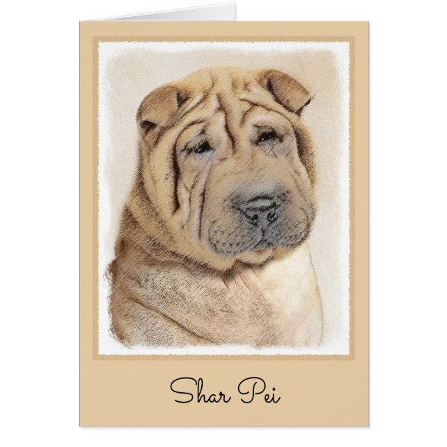 Shar Pei Painting - Niedliche Original Dog Art (Vorne)