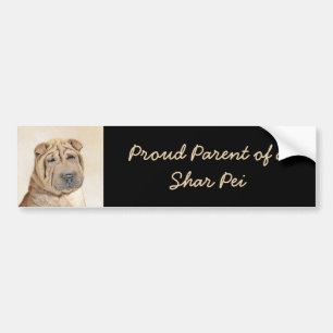 Shar Pei Painting - Niedliche Original Dog Art Autoaufkleber