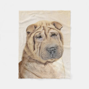 Shar Pei Painting - Niedliche Original Dog Art Fleecedecke