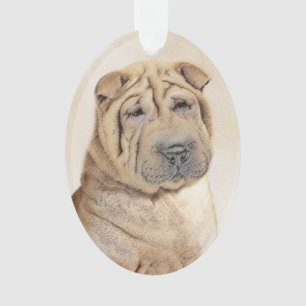 Shar Pei Painting - Niedliche Original Dog Art Ornament