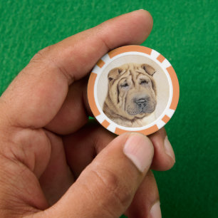 Shar Pei Painting - Niedliche Original Dog Art Pokerchips