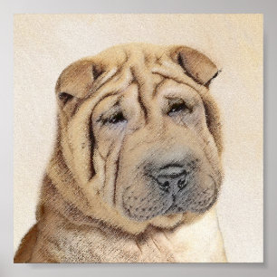 Shar Pei Painting - Niedliche Original Dog Art Poster