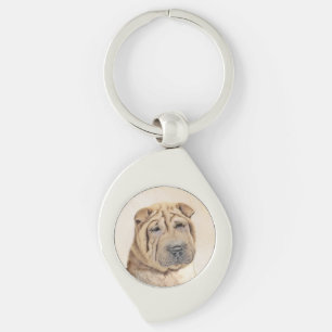Shar Pei Painting - Niedliche Original Dog Art Schlüsselanhänger