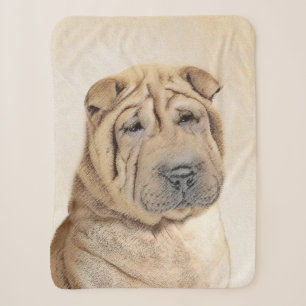 Shar Pei Painting - Niedliche Original Dog Art Sherpadecke
