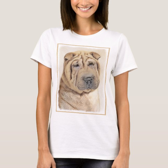 Shar Pei Painting - Niedliche Original Dog Art T-Shirt (Vorderseite)