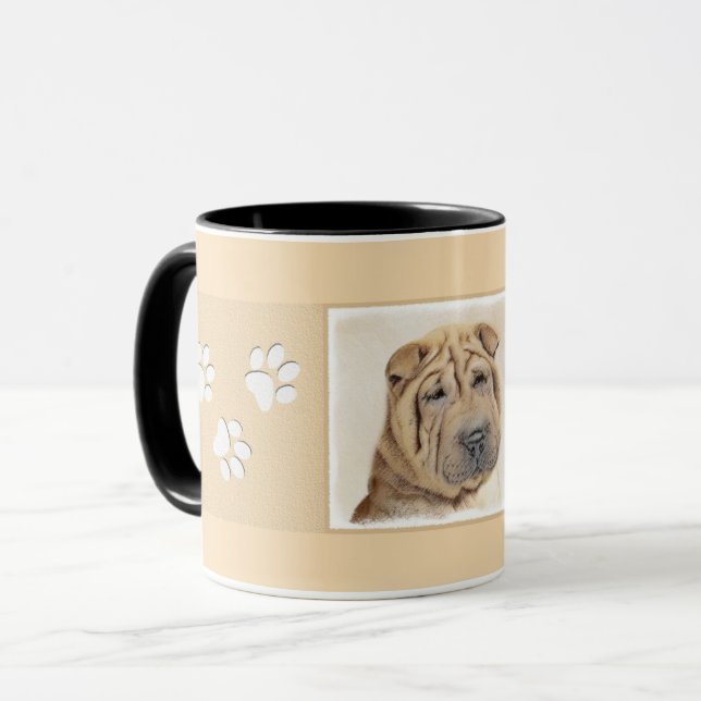Shar Pei Painting - Niedliche Original Dog Art Tasse (Vorderseite Links)