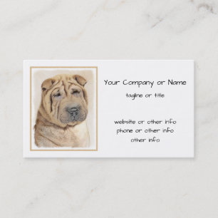 Shar Pei Painting - Niedliche Original Dog Art Visitenkarte