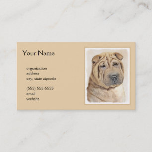 Shar Pei Painting - Niedliche Original Dog Art Visitenkarte