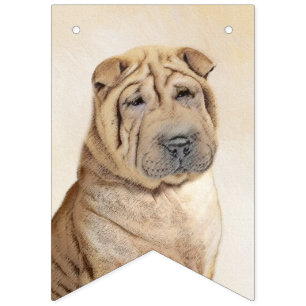 Shar Pei Painting - Niedliche Original Dog Art Wimpelkette