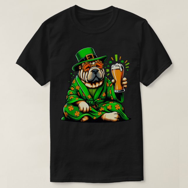 Shar Pei Patricks Day Outfit für Lover Dog T-Shirt (Design vorne)