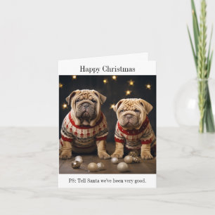 Shar Pei Puppies Bonne Carte de Noël