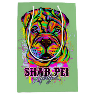 Shar Pei Puppy Dog Lifestyle Mittlere Geschenktüte