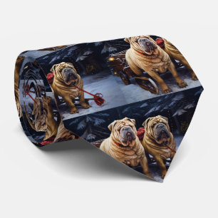 Shar Pei Schnee-Schlitten Weihnachtsdekoration Krawatte