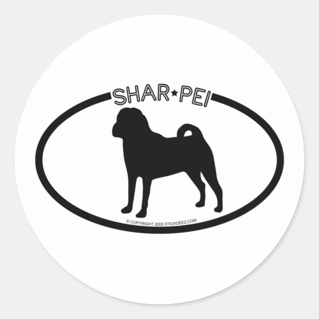 Shar Pei Silhouette Black Sticker (Vorderseite)